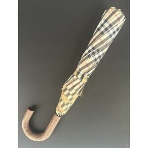 Burberry Trafalgar Folding Archive Beige Check Umbrella 80777091 NWT $580